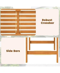 Gouun Acacia Wood 2-Person Patio Loveseat with Geometric Backrest