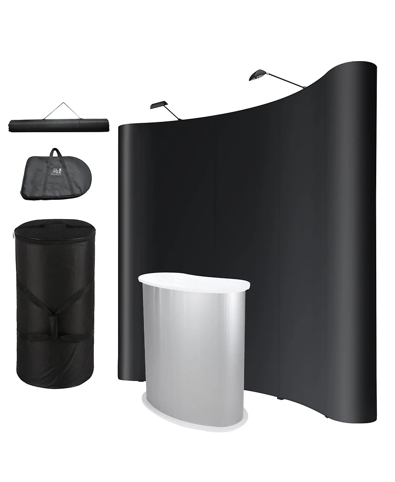 Yescom InstaHibit 10x8 Ft Pop Up Backdrop Booth Stand with Podium Table Counter Tradeshow