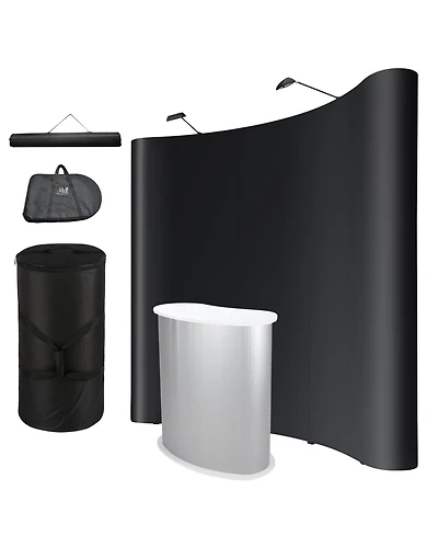 Yescom InstaHibit 10x8 Ft Pop Up Backdrop Booth Stand with Podium Table Counter Tradeshow