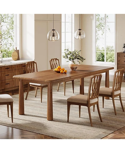 Tribesigns 63'' Solid Wood Dining Table for 4 to 6, Farmhouse Kitchen Table, Rectangular Wood Dinner Table