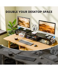 Gnuadz Desk Organizer Monitor Riser Drawer Pen Holder Shelf 2 pen holders 1 drawer