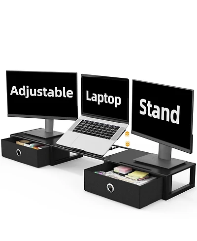 Gnuadz Monitor Stand Riser Steel Frame Dual Drawers Desktop Organizer