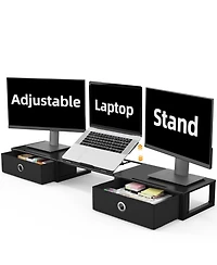 Gnuadz Monitor Stand Riser Steel Frame Dual Drawers Desktop Organizer