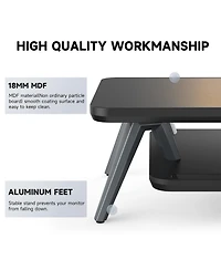 Gnuadz 42.5" Dual Monitor Stand Wood Desk Shelf Storage Organizer