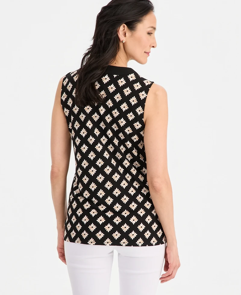 Jm Collection Women's Printed Lace-Up Sleeveless Top, Macy's Exclusive