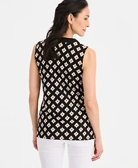 Jm Collection Women's Printed Lace-Up Sleeveless Top, Macy's Exclusive