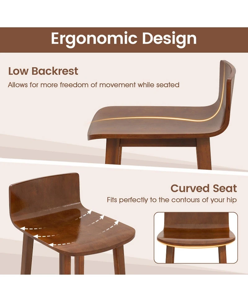 Gouun Set of 2 Farmhouse Armless Wood Dining Chairs with Acacia Wood Seat