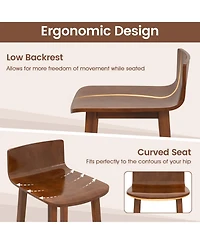 Gouun Set of 2 Farmhouse Armless Wood Dining Chairs with Acacia Wood Seat