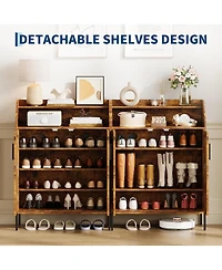 Homfan Modern Shoe Storage Cabinet with Doors, 4 Tier Organizer Adjustable Shelves