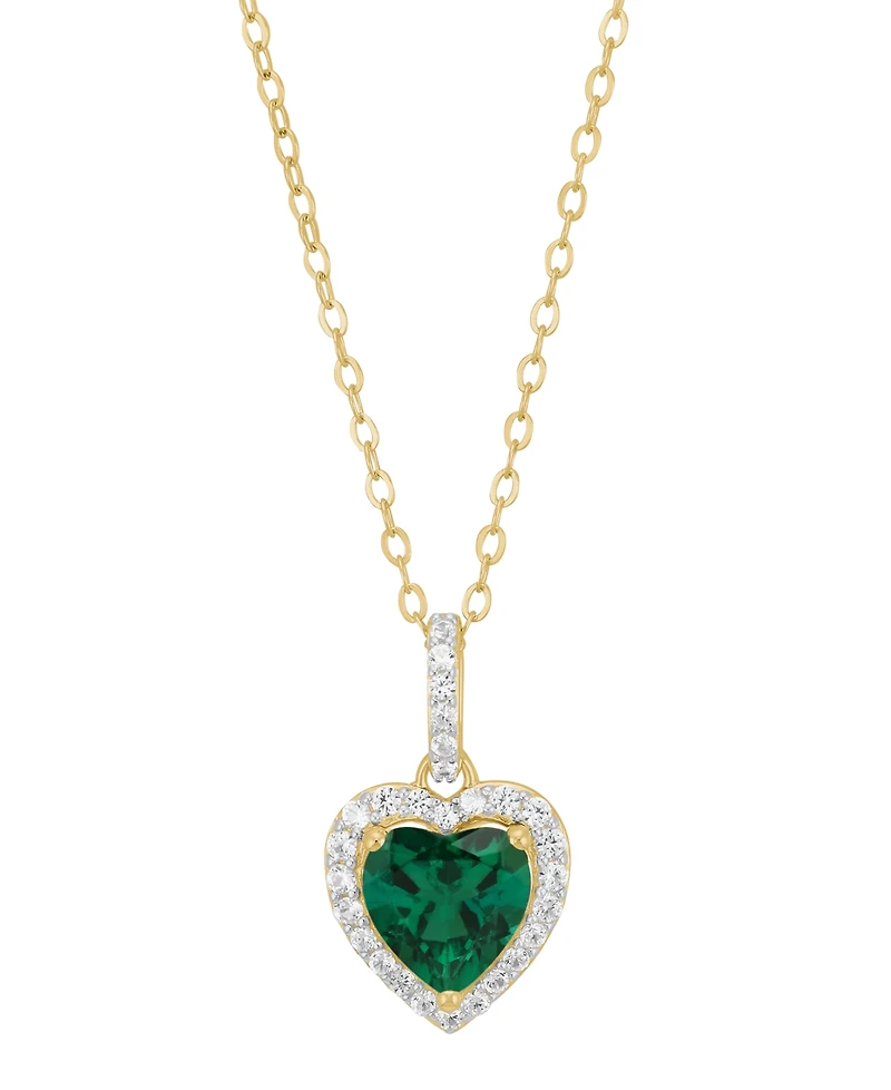 Macy's 2-Pc. Created Emerald (3-9/10 ct. t.w.) and Created White Sapphire (5/8 ct. t.w.) Earrings and Necklace Set in 14k Yellow Gold-Plated Sterling