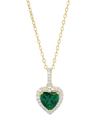 Macy's 2-Pc. Created Emerald (3-9/10 ct. t.w.) and Created White Sapphire (5/8 ct. t.w.) Earrings and Necklace Set in 14k Yellow Gold-Plated Sterling