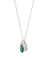 Macy's Created Emerald (1-1/8 ct. t.w.) and Created White Sapphire (1/20 ct. t.w.) Pendant Necklace in 14k Yellow Gold-Plated Sterling Silver