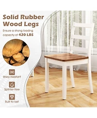Gouun Set of 2 Ladder-Back Dining Chairs with Solid Rubber Wood Legs
