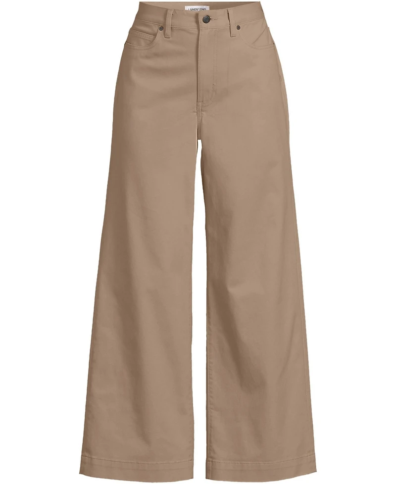Lands' End Petite Knockabout Chino High Rise 5 Pocket Wide Leg Crop Pants