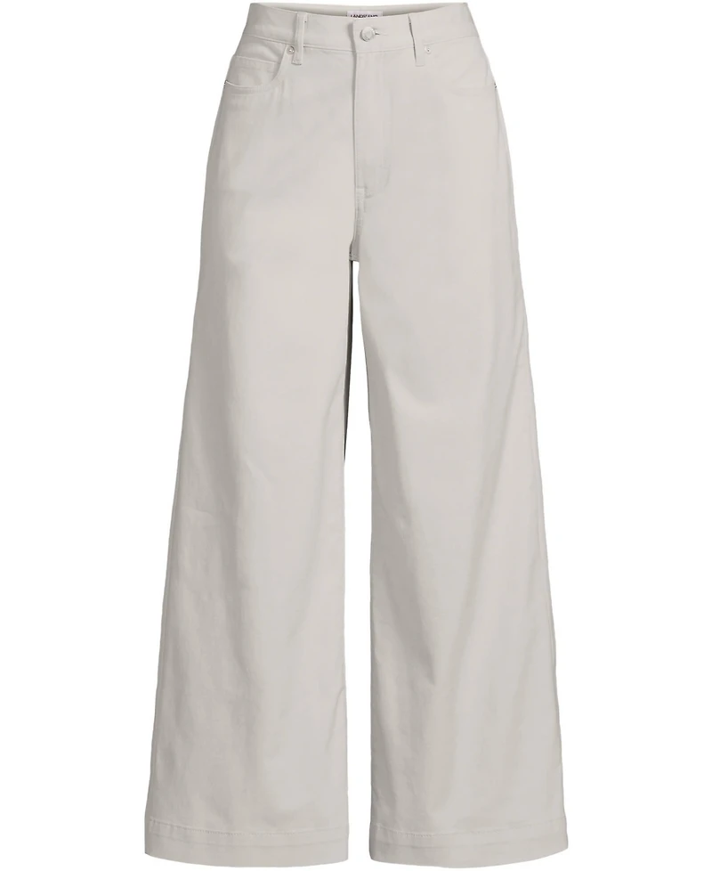 Lands' End Petite Knockabout Chino High Rise 5 Pocket Wide Leg Crop Pants