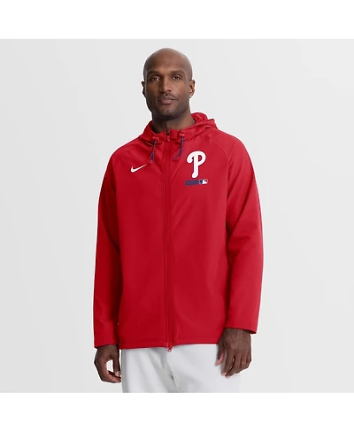 Nike Men's Red Philadelphia Phillies Authentic Collection Raglan Therma-fit Full-Zip Hooded Jacket