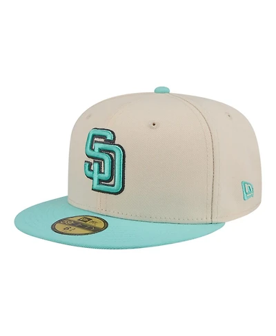 New Era Men's Light Beige/Turquoise San Diego Padres Two-Tone Color Pack 59FIFTY Fitted Hat