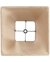 Springcrest Set of 2 Square Lamp Shades Burlap Small 5.25" Top x 10" Bottom x 9" High Spider with Harp and Finial Fitting