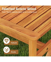 Sugift 51 in Acacia Wood Outdoor Bench with Slatted Seat
