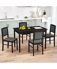 Gouun 5-Piece Dining Set with Rubber Wood Legs and 4 Pvc Leather Chairs