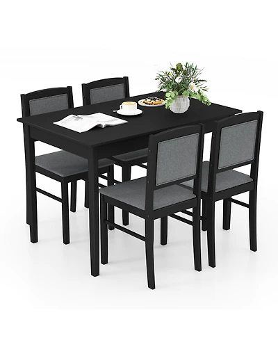 Gouun 5-Piece Dining Set with Rubber Wood Legs and 4 Pvc Leather Chairs