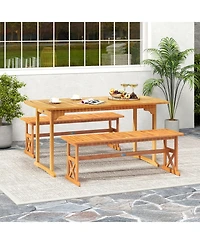 Sugift 51 in Acacia Wood Outdoor Bench with Slatted Seat and High Capacity