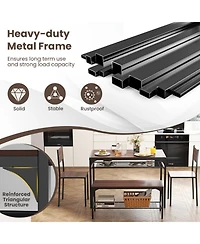 Gouun 4-Piece Industrial Dining Table Set with Bench, Chairs and Storage