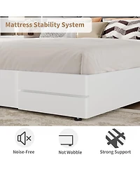 Homfan Modern Soft Upholstered Platform Bed Frame with Headboard - Sturdy Wood Slats