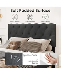 Gouun Full Linen Upholstered Platform Bed Frame with Tufted Headboard