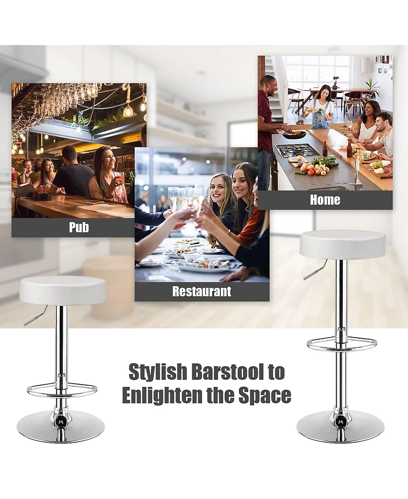 Costway Set of 4 Round Bar Stool Adjustable Swivel Pub Chair w/ Footrest