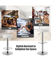 Costway Set of 4 Round Bar Stool Adjustable Swivel Pub Chair w/ Footrest