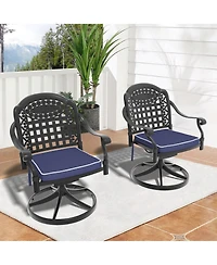Clihome Patio Cast Aluminum Swivel Dining Chairs with Cushions, Set of 2
