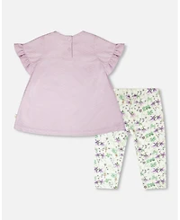 Deux par Deux Little Girls Jersey Tunic and Cotton Capri Set Printed Flowers