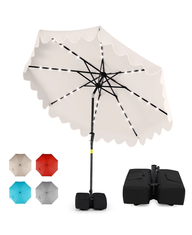 Slickblue Patio Umbrella with Solar Led Lights and Heavy Duty Weighted Base