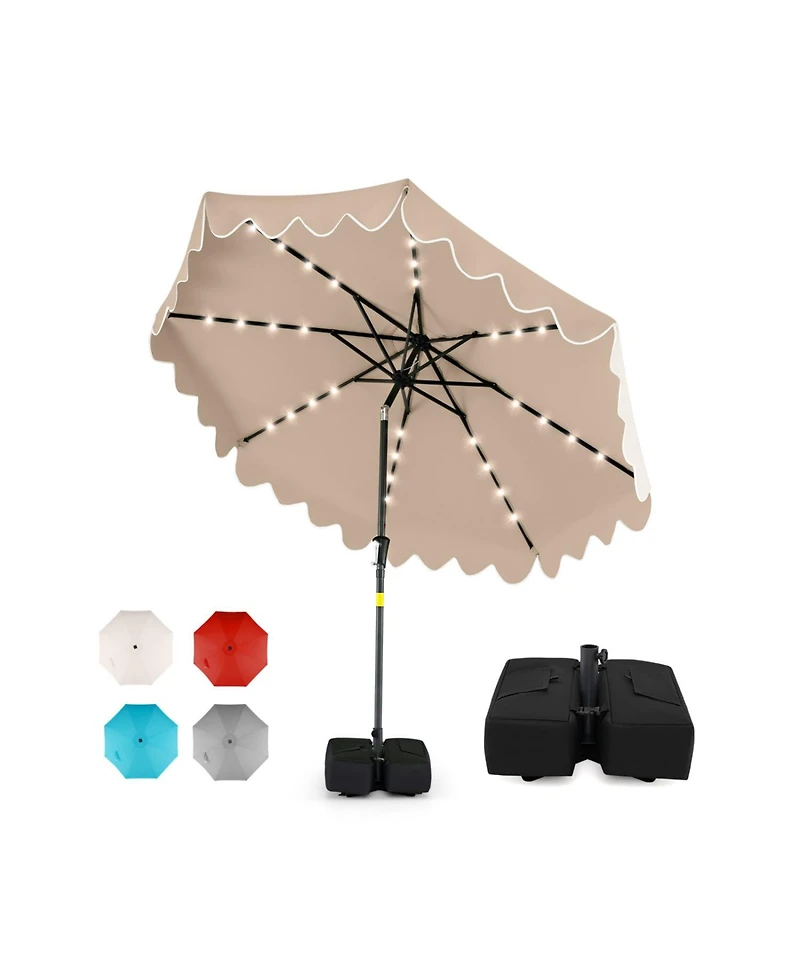 Slickblue Patio Umbrella with Solar Led Lights and Heavy Duty Weighted Base