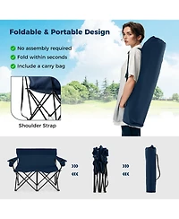 Sugift Double Camping Chair Two Person Folding Loveseat with Cup Holders