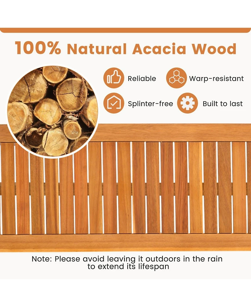 Sugift Acacia Wood Outdoor Garden Bench with Slatted Seat
