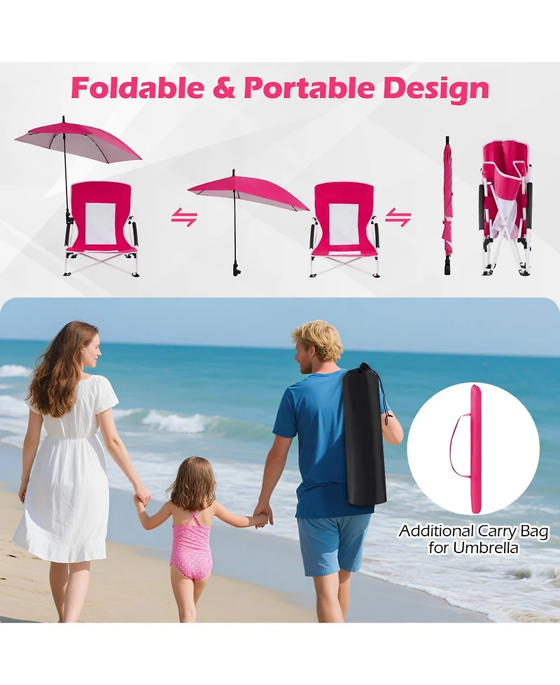 Sugift Two Pack Beach Umbrella Chairs with Adjustable Parasol