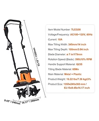 Sugift 10 Amp Electric Tiller, 14" Tilling Width, Corded Cultivator for Lawn Digging