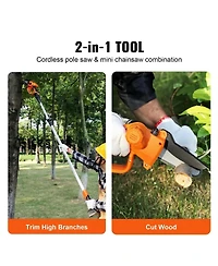 Sugift 2-in-1 Cordless Pole Saw and Mini Chainsaw, 20V, 5" Cutting Capacity for Branches