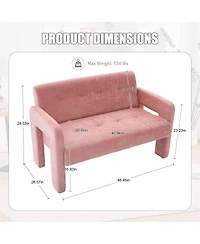 Rainsken 47 Inch Compact Loveseat Sofa, Chenille Fabric 2 Seater Couch with Deep Cushion and Dual Armrests, Upholstered Small Sofa for Living Room