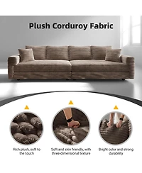 Rainsken 82.7'' Modern 3-Seat Corduroy Sofa, Convertible Deep Seat Lounge Chair, Cozy Upholstered Couch with Soft Pillows for Home Living Room