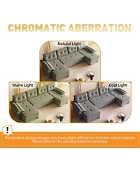 Rainsken Oversized U-Shaped Sofa Bed, Modular Sectional Couch with Pull-Out Sleeping Area, Detachable Armrests and Usb Ports for Living Room