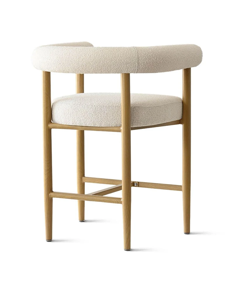 Maison Boucle 24" Boucle Counter Height Stool with Arms for Kitchen Island