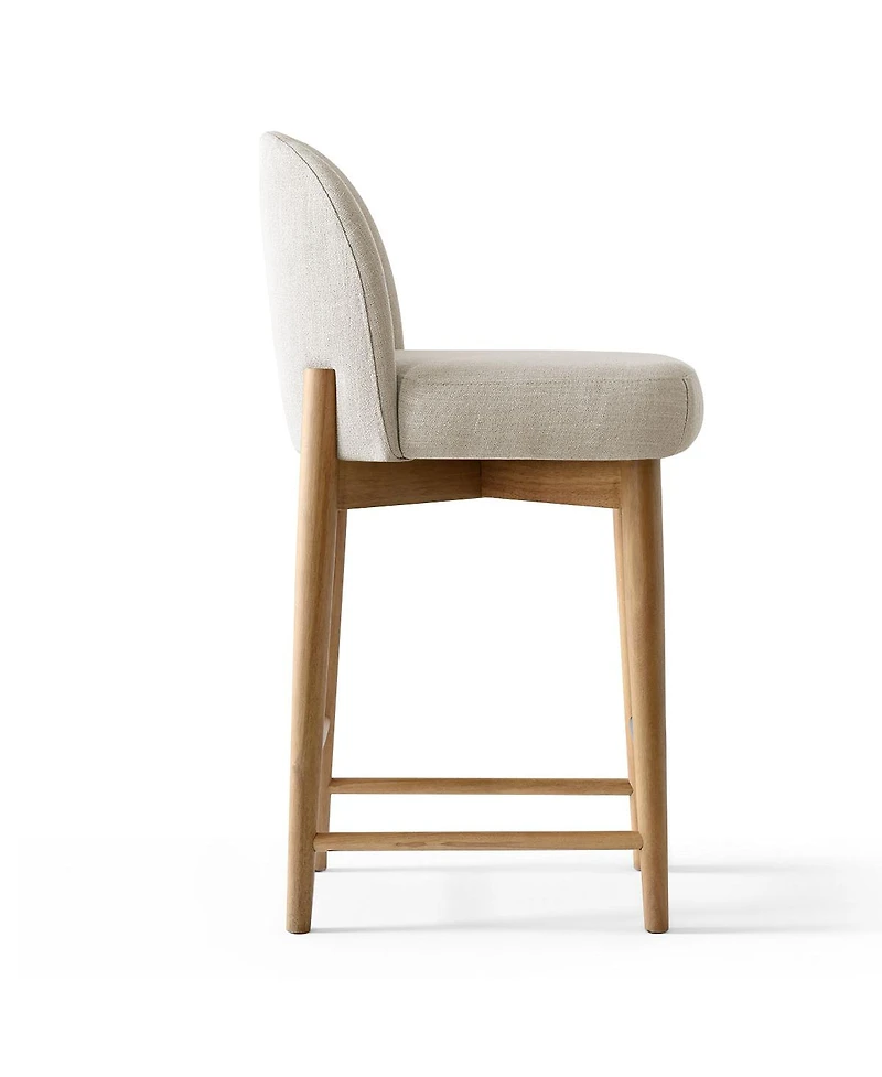 Maison Boucle Upholstered Linen Counter Stools Set of 2 for Kitchen Island