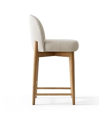 Maison Boucle Upholstered Linen Counter Stools Set of 2 for Kitchen Island