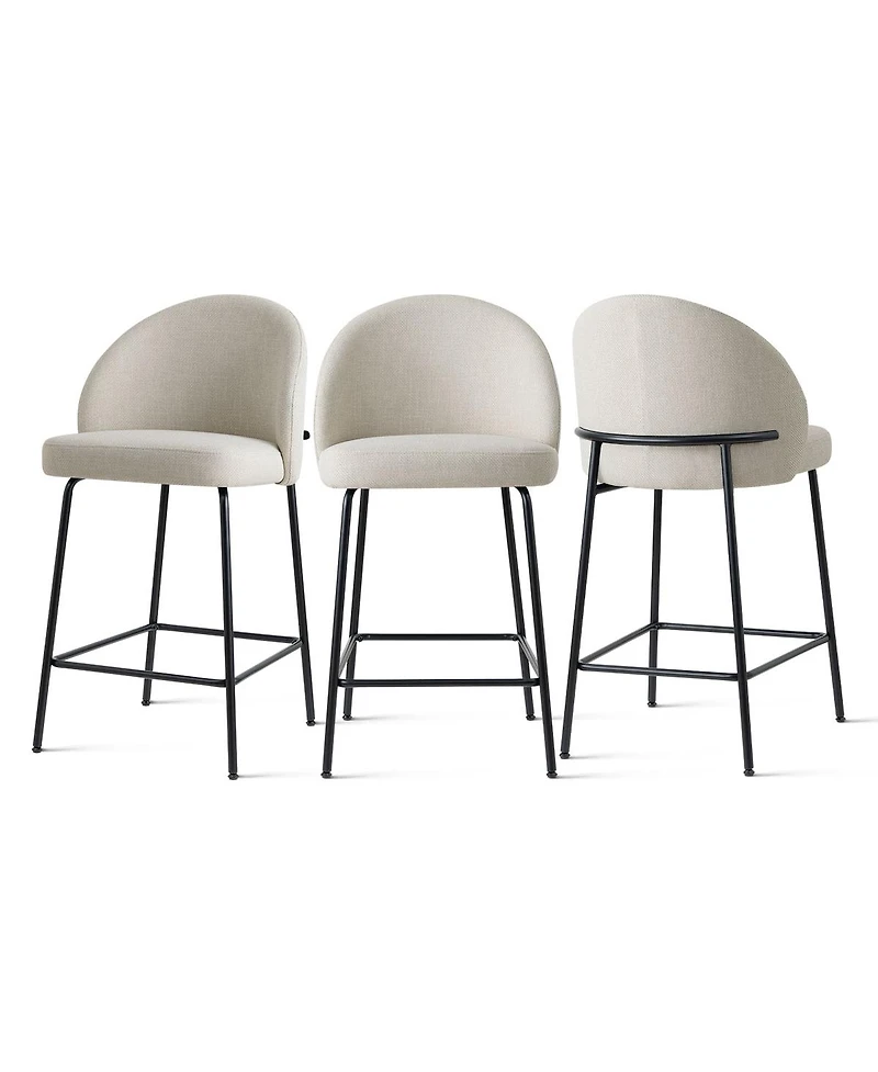 Maison Boucle Set of 3 Counter Stools, 26-Inch Seat Height, for Kitchen Island