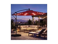 Slickblue Outdoor Cantilever Patio Umbrella with Solar Led Lights, Hanging Design