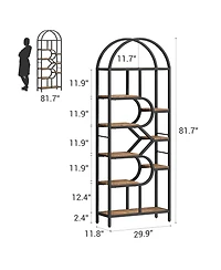 gaomon 6-Tier Modern Tall Bookcase with Arched Design, 82" Geometric Open Display Rack with Open Storage Shelf