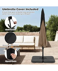 Gouun 10 ft Offset Patio Umbrella with Zippered Cover Tilt Adjustment and Ruffled Trim